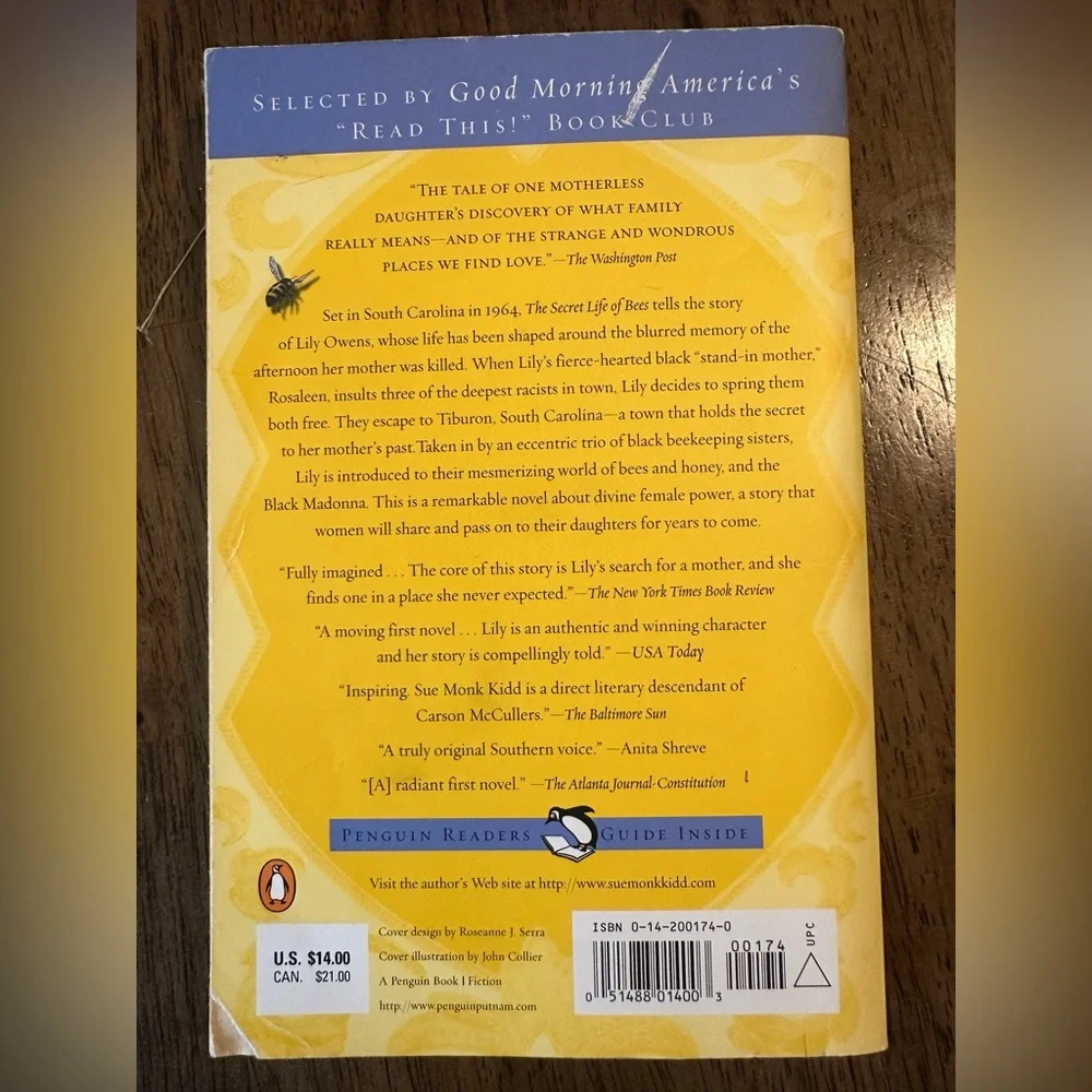 (Book) “The Secret Life Of Bees,” By Sue Monk Kidd.